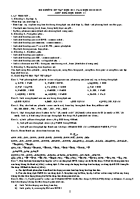 Đề cương ôn tập học kỳ I môn Hóa học Lớp 11 - Năm học 2018-2019